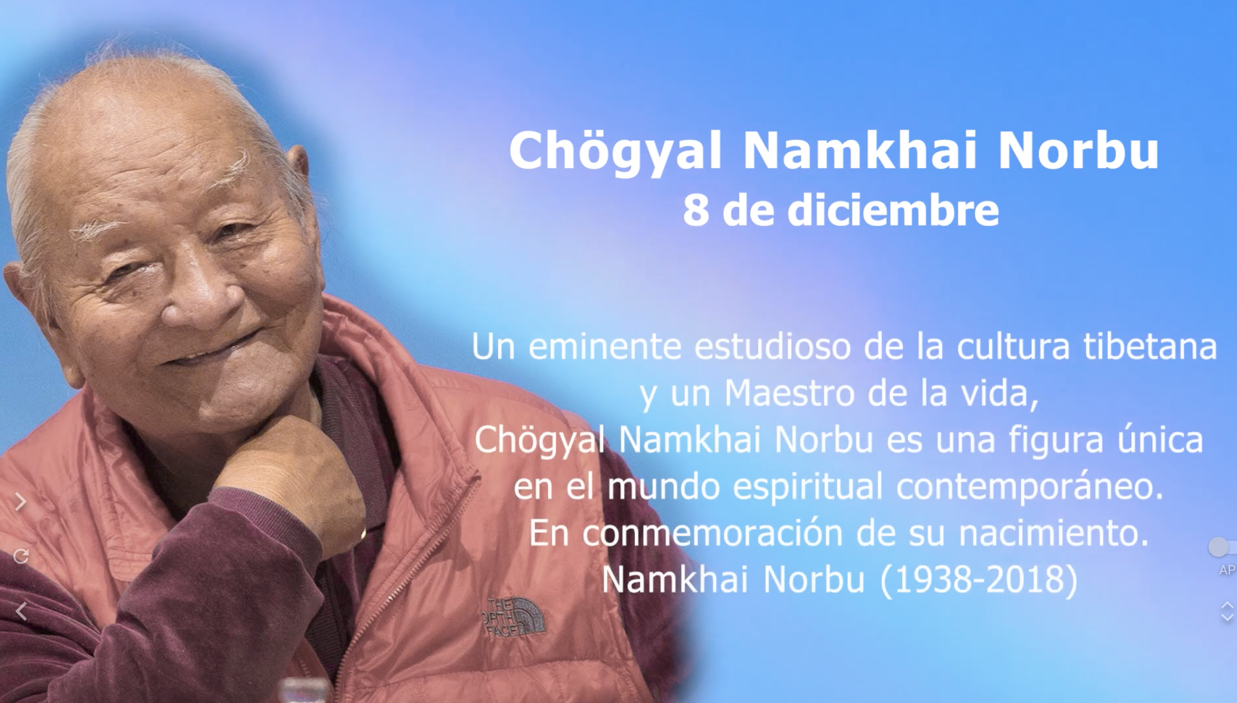 Chögyal Namkhai Norbu, 8 de Diciembre